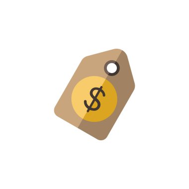 Alışveriş etiketi. Dolar satış fiyatı etiketi. Düz renk simgesi. Ticari vektör illüstrasyonu