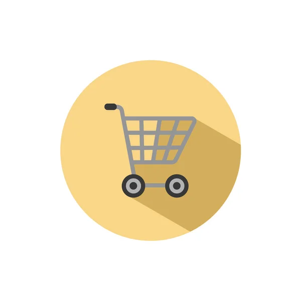 Carro Compras Vacío Icono Plano Círculo Comercio Vector Ilustración — Archivo Imágenes Vectoriales