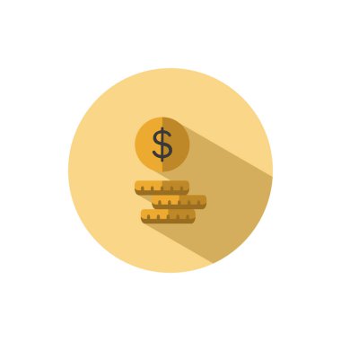 Nakit para. Dolar sikkeleri. Daire şeklinde düz bir simge. Ticari vektör illüstrasyonu