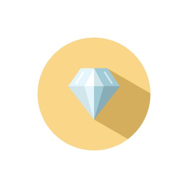 Elmas. Mücevher ve lüks. Daire şeklinde düz bir simge. Ticari vektör illüstrasyonu