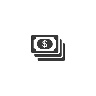 Dolar banknotları. Nakit para. İzole edilmiş bir ikon. Ticari kabartma vektör illüstrasyonu