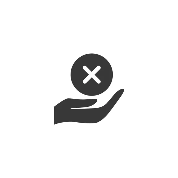 Χέρι Κρατήστε Σταυρό Σήμα Μεμονωμένο Εικονίδιο Commerce Glyph Διανυσματική Απεικόνιση — Διανυσματικό Αρχείο