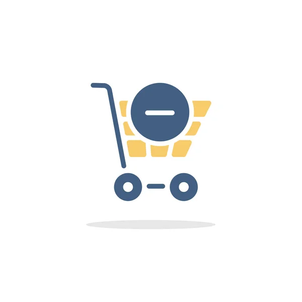 Carro Compras Eliminar Producto Icono Con Sombra Comercio Glifo Vector — Vector de stock