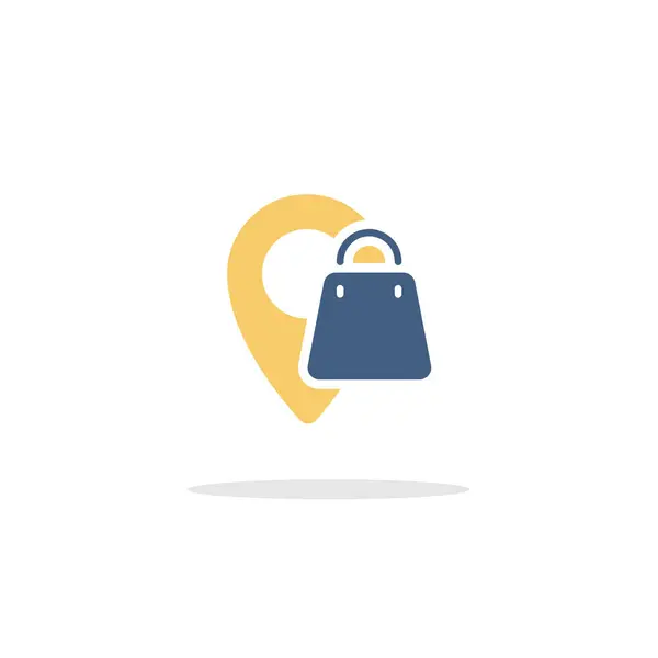 Ubicación Bolsa Compras Icono Con Sombra Comercio Glifo Vector Ilustración — Vector de stock