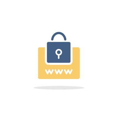 Secure web navigation. Security padlock. Internet concept. Icon with shadow. Commerce glyph vector illustration