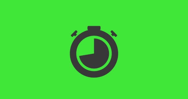 Stopwatch Icon Animation Green Chroma Key Countdown Time Video — Stock Video