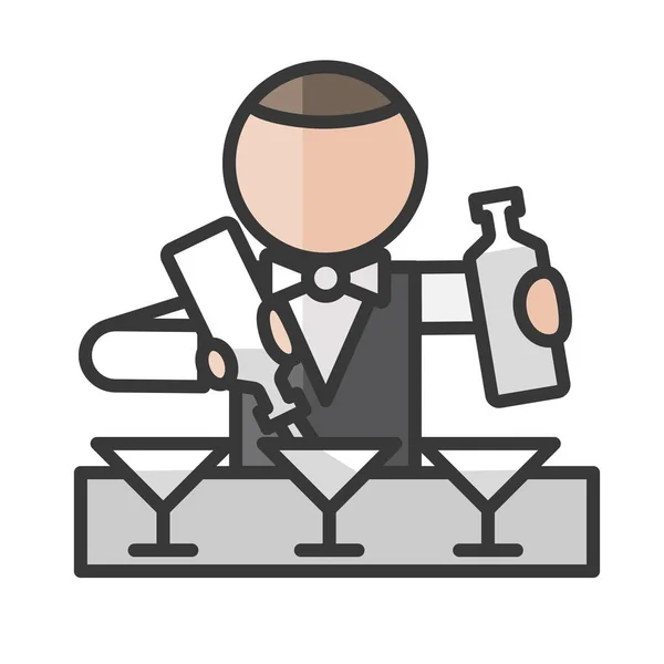 Barman Avatar Camarero Perfil Usuario Persona Icono Gente Ilustración Vectorial — Vector de stock