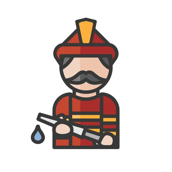 Firefighter Avatar Man Working Fireman Character Profile User Person People — Stockvector