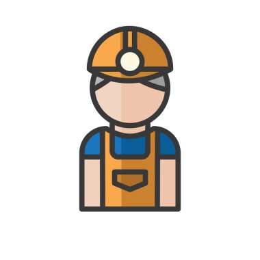 Madenci avatarı. İşçi. Profil kullanıcısı, kişi. İnsanların simgesi. Vektör illüstrasyonu