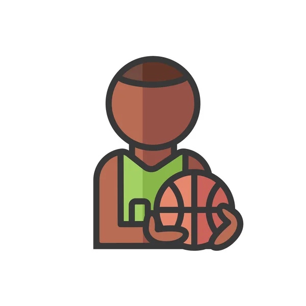 Basketbal Zwarte Speler Avatar Een Sportieve Man Profiel Gebruiker Persoon — Stockvector