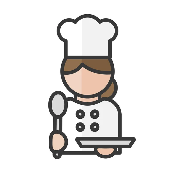 Köchin Avatar Köchin Arbeitet Restaurantdienstleistungen Profil Benutzer Person Menschen Ikone — Stockvektor