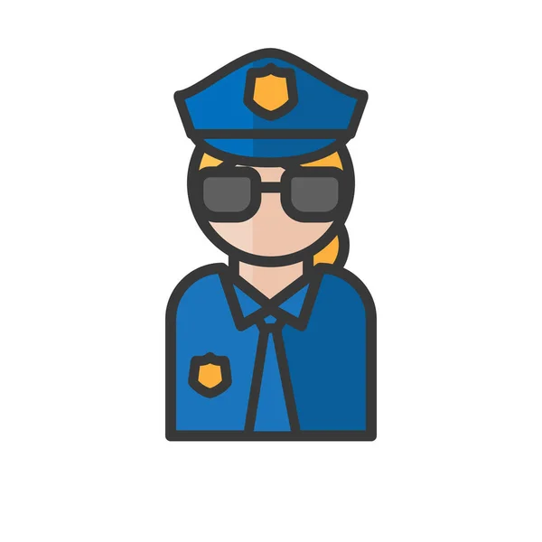 女性警官アバター 警察と警備員だ プロフィールユーザー 人々のアイコン ベクターイラスト — ストックベクタ