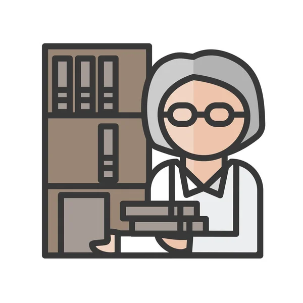 Avatar Bibliotecária Feminina Personagem Vendedor Livros Usuário Perfil Pessoa Ícone —  Vetores de Stock