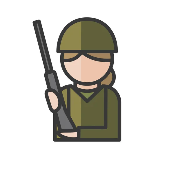 Mujer Soldado Avatar Ejército Carácter Militar Usuario Del Perfil Persona — Vector de stock