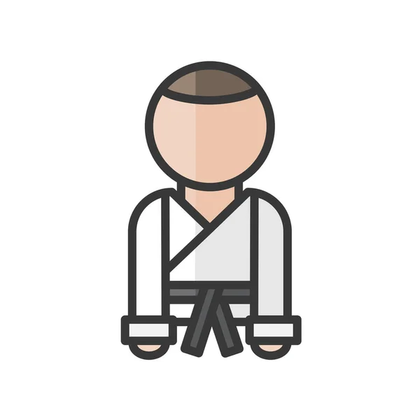 Karateka Avatar Karate Man Kimono Profilanvändare Person Folk Ikonen Vektorillustration — Stock vektor