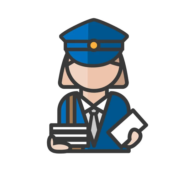 Avatar Pošťačky Poštovní Služby Pracující Žena Uživatel Profilu Osoba Ikona — Stockový vektor