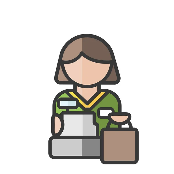 Avatar Pokladní Supermarketu Znak Pokladny Uživatel Profilu Osoba Ikona Lidí — Stockový vektor