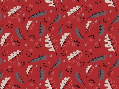 Sonbahar pürüzsüz desen ayarlandı. Tasarımı farklı renklerde bırakır. Renkli vektör illüstrasyonu