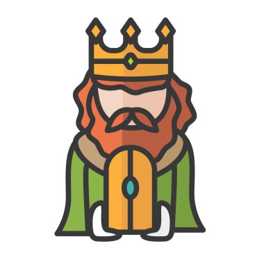 Kral Caspar. Üç papaz. Üç bilge adam avatar. Magi ikonu. İzole vektör illüstrasyonu