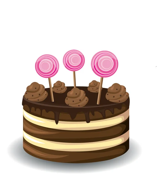 Sweet chocolate cake — Stock Vector