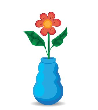 flowers and vase composition, isolated on white