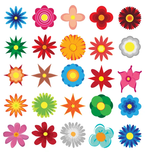 Conjunto de flores coloridas — Vector de stock