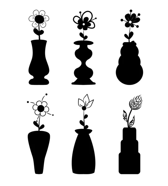 Différents slyle de vases avec des fleurs — Image vectorielle