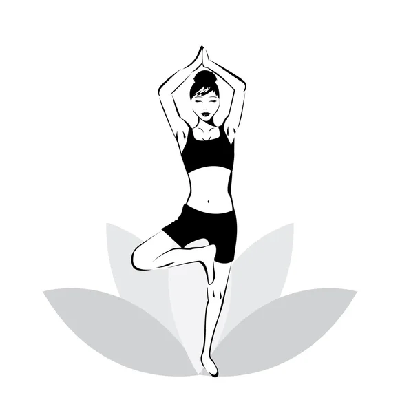 Vektor gambar yoga pada warna putih - Stok Vektor