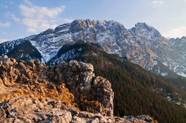 karlı dağ manzarası ile rock