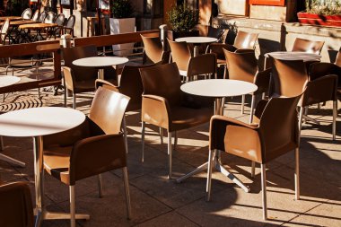 Sokak şehir Cafe restaurant masa ve sandalye