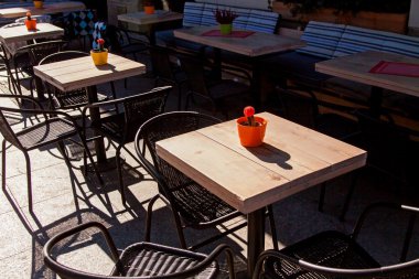 Sokak şehir Cafe restaurant masa ve sandalye