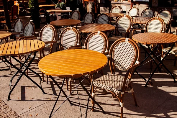 Street city cafe restaurant with table and chair — Stock Photo, Image