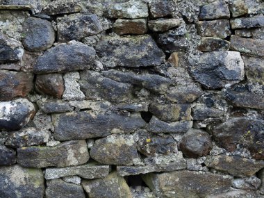 Yaşlanmış siyah kireç taşı duvar Doğal taş dokusu