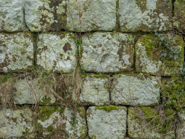 Antik kireçtaşı blok duvar dokusu doğal taş kalıplı.