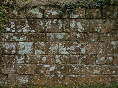 Antik kireçtaşı blok duvar dokusu doğal taş kalıplı.