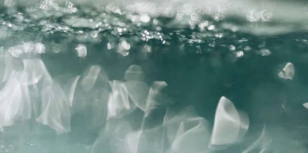 Bulles Air Dans Eau Dans Piscine Arrière Rond Flou Eau — Photo