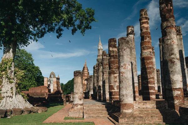 Historiska Tempelruiner Sukhotai Thailand — Stockfoto