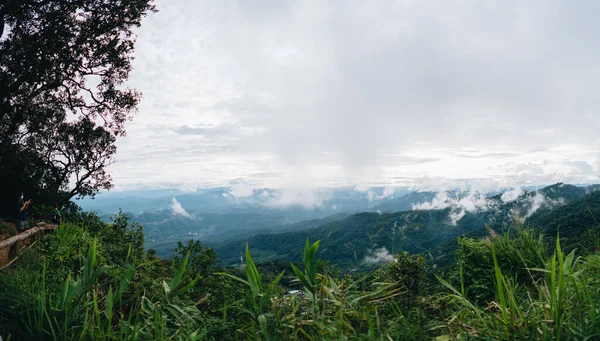 Zachód Słońca Górach Doi Pui Punkt Widokowy Doi Suthep Pui — Zdjęcie stockowe