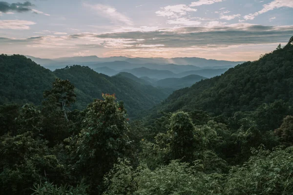 Tájkép Gyönyörű Naplemente Hegyekben Chiang Mai Thaiföld — Stock Fotó