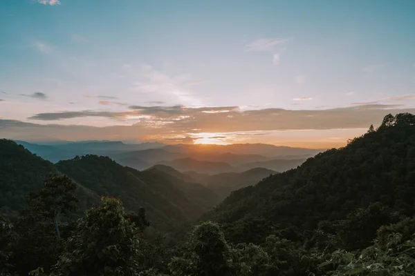 Landskap Med Vacker Solnedgång Bergen Chiang Mai Thailand — Stockfoto