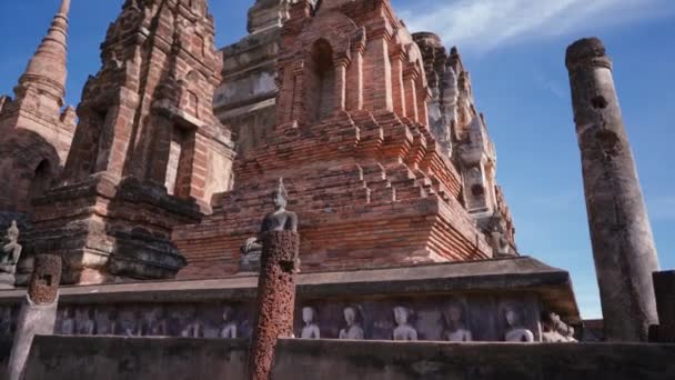 Ancienne Statue Bouddha Lever Soleil Dans Parc National Sukhotai Thaïlande — Video