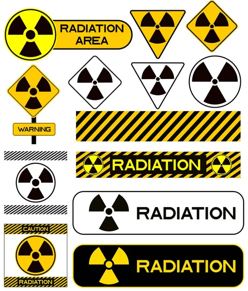 Conjunto Iconos Nucleares Advertencia Peligro Radiación Radioactiva Vector Ilustración — Vector de stock