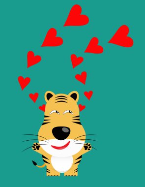 zor kaplan gartoon karakter kırmızı kalpli 