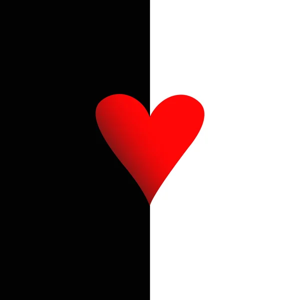 Siyah ve beyaz zemin üzerine kırmızı kalp — Stok Vektör