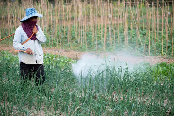 Rolnik rozpylania pestycydów — Zdjęcie stockowe