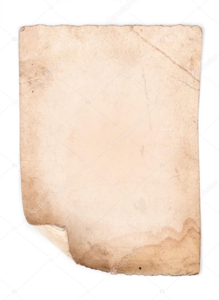 old paper isolated on white background