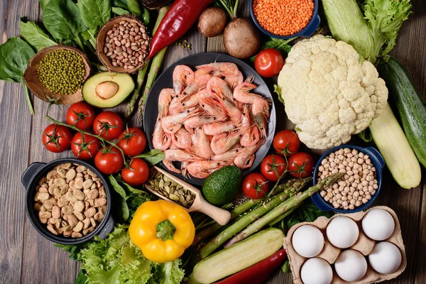 Dietă Echilibrată Alimente Organice Alimente Sănătoase Alimentație Curată Plat Lay — Fotografie, imagine de stoc