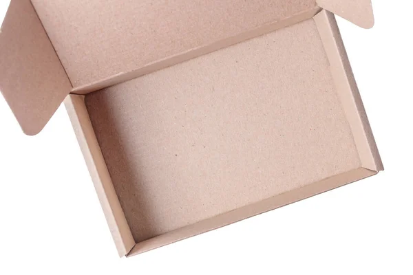 Flat Open Empty Cardboard Brown Box Kraft Package Box Isolated — Stock Photo, Image