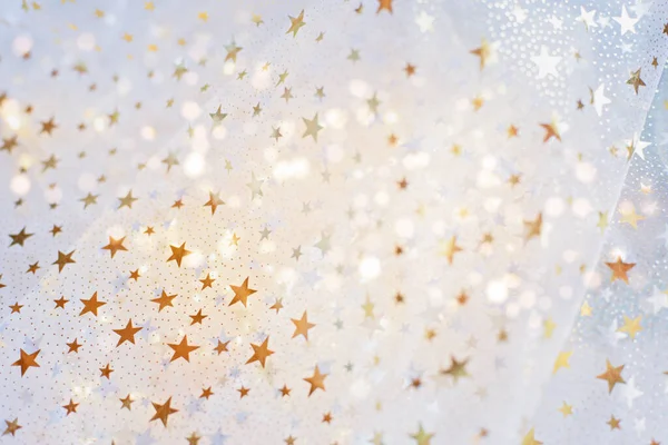 Brilho Dourado Estrelas Brilhantes Sobre Fundo Festivo Branco Férias Inverno — Fotografia de Stock