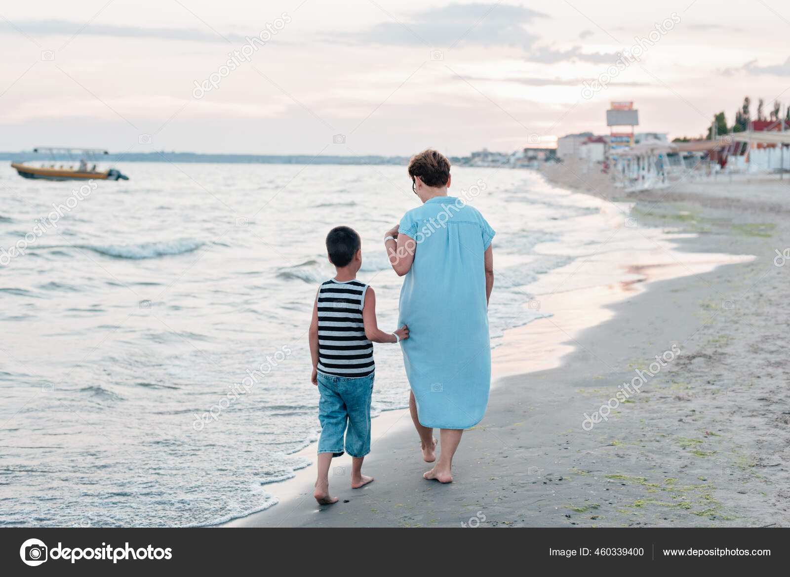 Download Summer Vacation Sea Boy Senior Woman Seaside Grandmother Grandchild Resting Stock Photo Image By C Serenko Nata 460339400